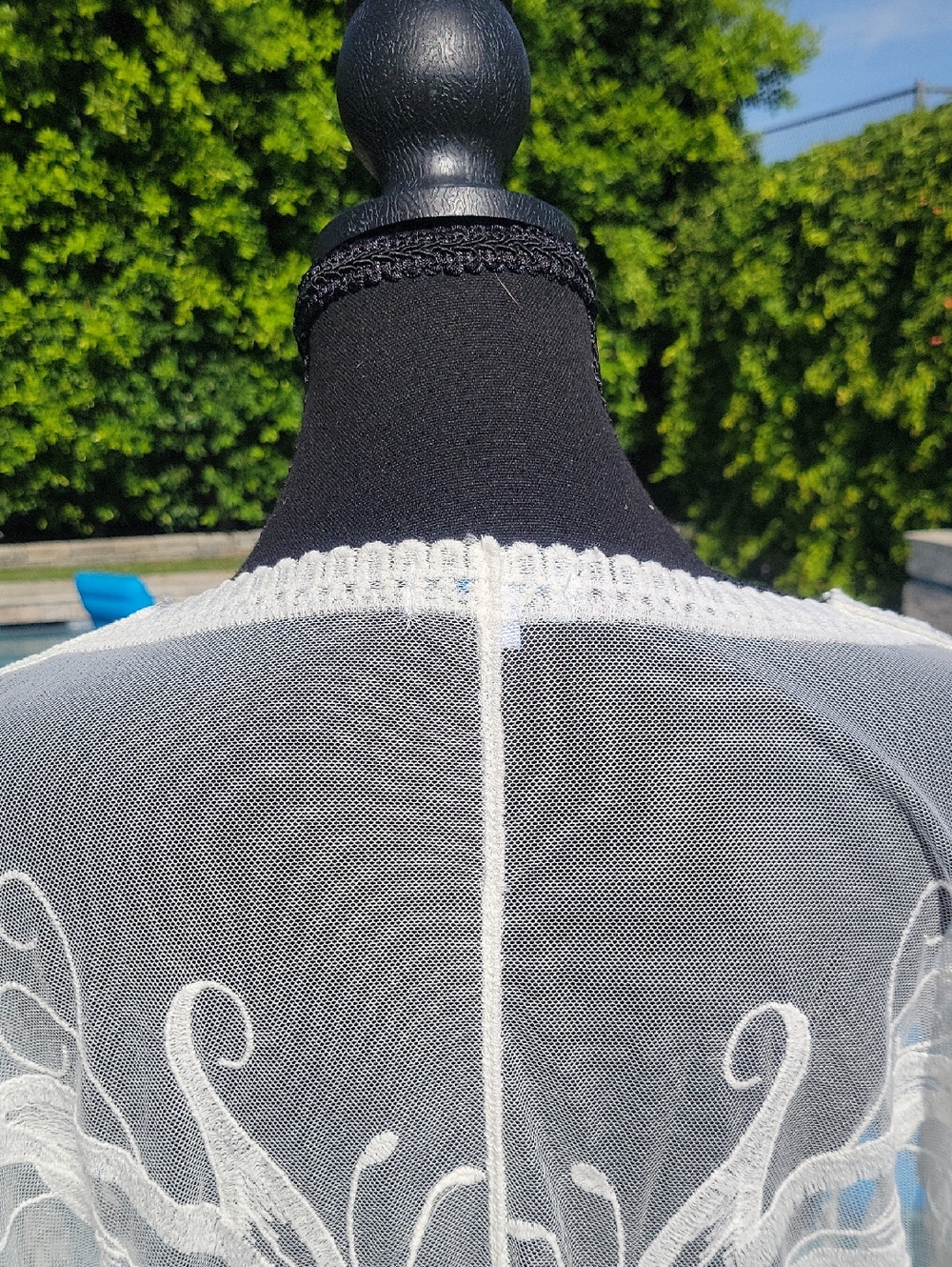 Boho White Butterfly Embroidered With Lace Trim Kimono Swim Cover Up - Picture 8 of 15